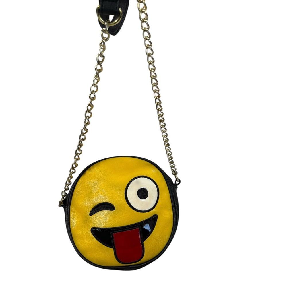 Olivia Miller Emoji Crossbody Bag Yellow Winky Face Round Purse Chain Strap